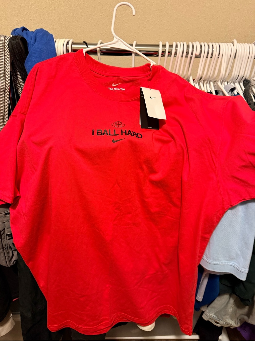 Nike Men’s Red 'I Ball Hard' Short Sleeve Crew T-Shirt